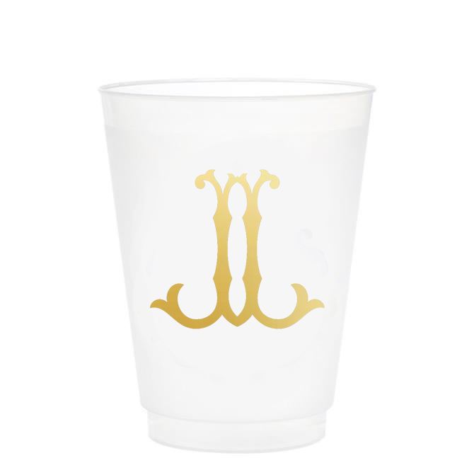 Single Initial Frosted Cups in GOLD Shatterproof Cups Print Appeal J 