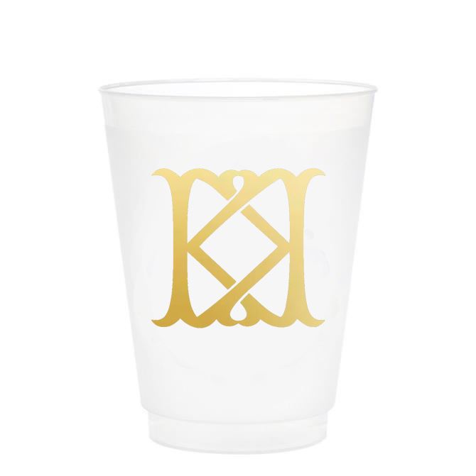 Single Initial Frosted Cups in GOLD Shatterproof Cups Print Appeal K 