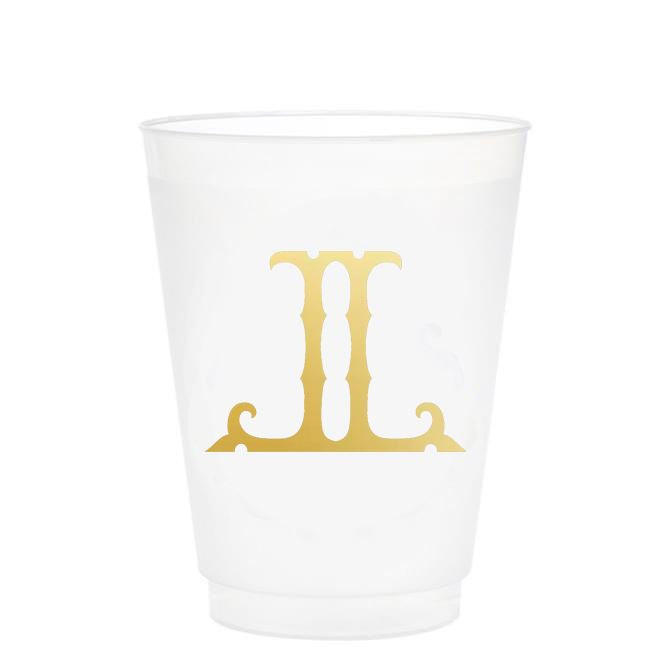 Single Initial Frosted Cups in GOLD Shatterproof Cups Print Appeal L 