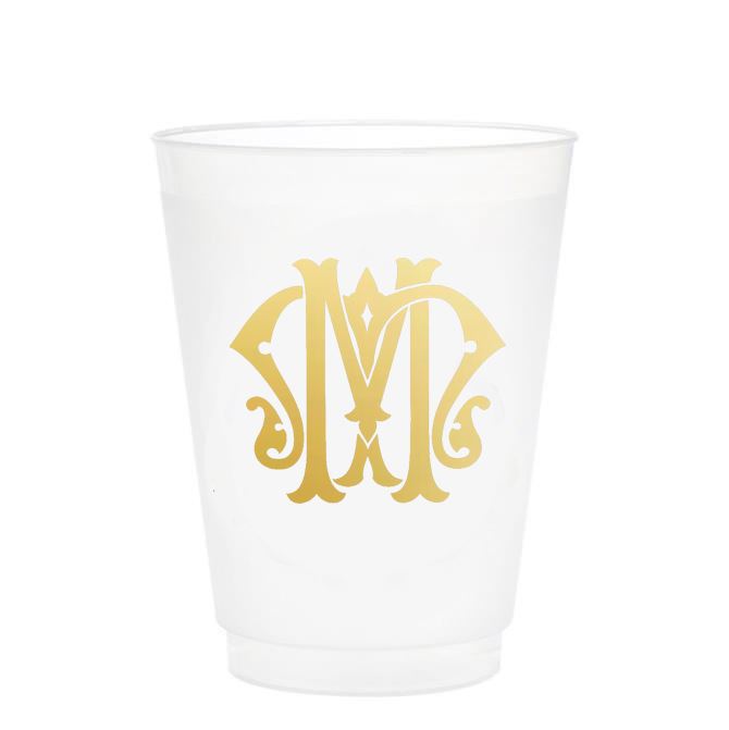 Single Initial Frosted Cups in GOLD Shatterproof Cups Print Appeal M 