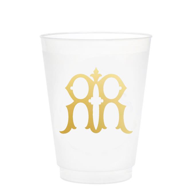 Single Initial Frosted Cups in GOLD Shatterproof Cups Print Appeal R 