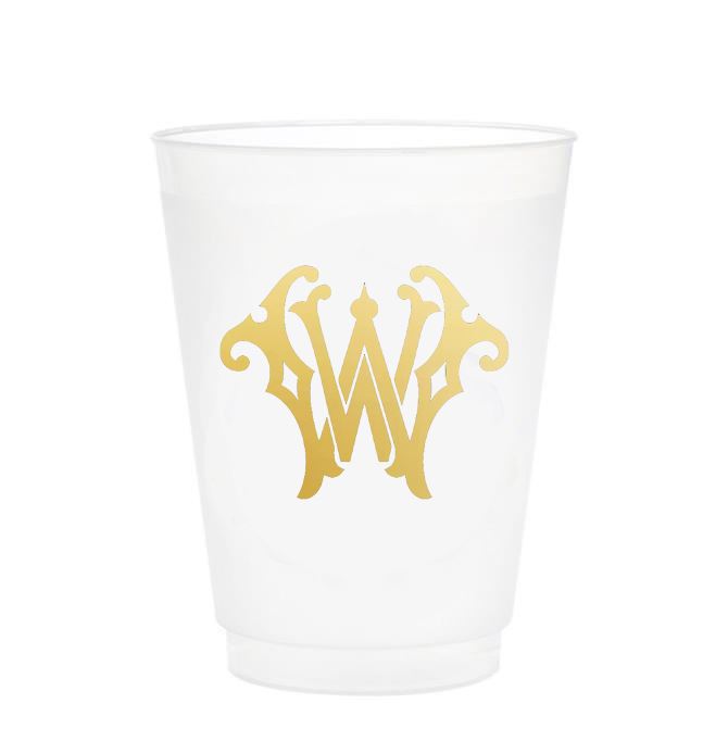 Single Initial Frosted Cups in GOLD Shatterproof Cups Print Appeal W 