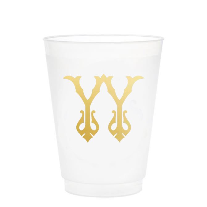 Single Initial Frosted Cups in GOLD Shatterproof Cups Print Appeal Y 
