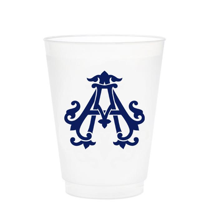Single Initial Frosted Cups in NAVY Shatterproof Cups Print Appeal A 