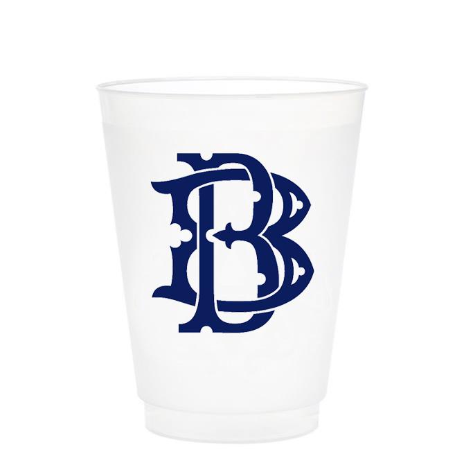 Single Initial Frosted Cups in NAVY Shatterproof Cups Print Appeal B 