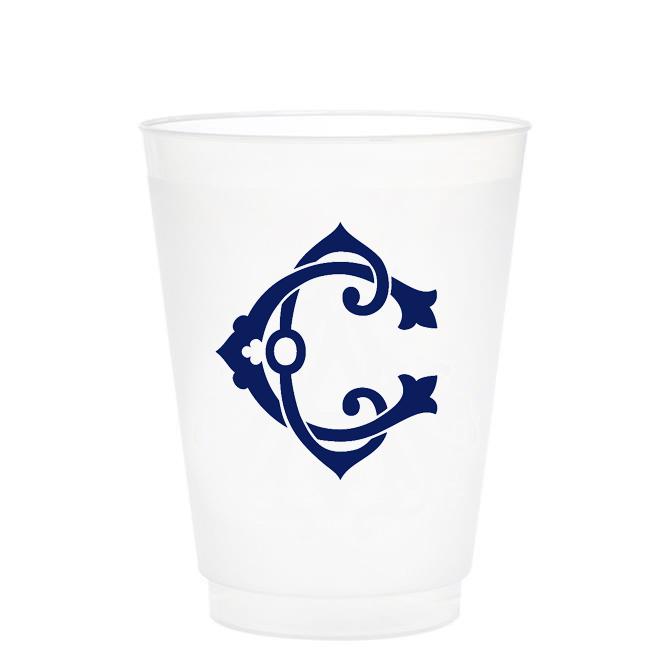 Single Initial Frosted Cups in NAVY Shatterproof Cups Print Appeal C 
