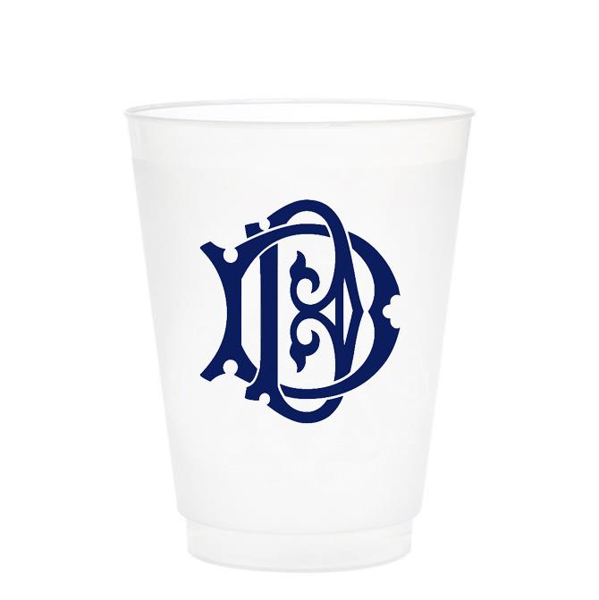 Single Initial Frosted Cups in NAVY Shatterproof Cups Print Appeal D 