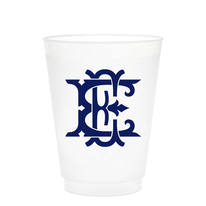 Single Initial Frosted Cups in NAVY Shatterproof Cups Print Appeal E 