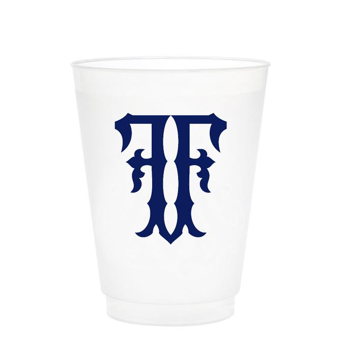 Single Initial Frosted Cups in NAVY Shatterproof Cups Print Appeal F 