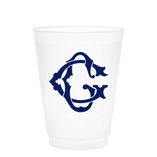 Single Initial Frosted Cups in NAVY Shatterproof Cups Print Appeal G 