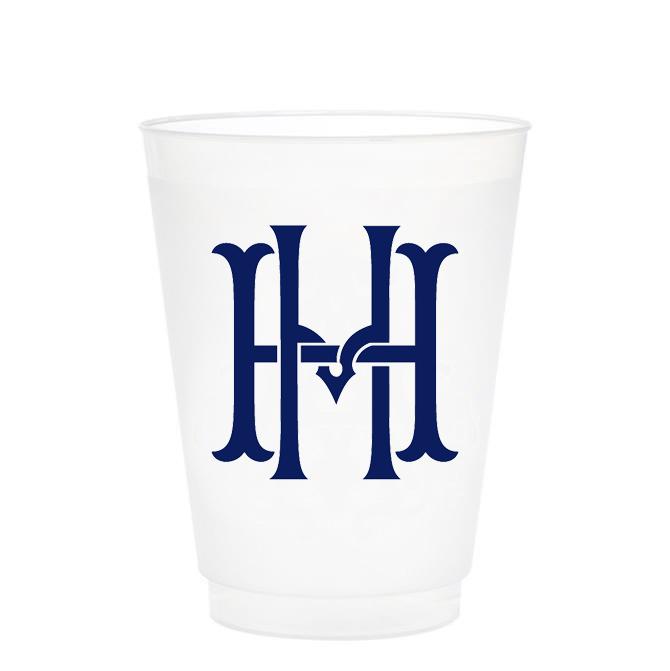 Single Initial Frosted Cups in NAVY Shatterproof Cups Print Appeal H 