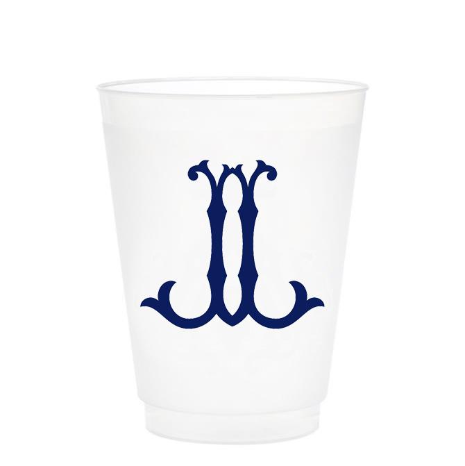 Single Initial Frosted Cups in NAVY Shatterproof Cups Print Appeal J 