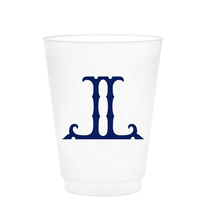 Single Initial Frosted Cups in NAVY Shatterproof Cups Print Appeal L 
