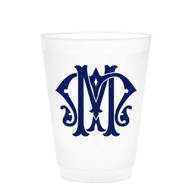 Single Initial Frosted Cups in NAVY Shatterproof Cups Print Appeal M 
