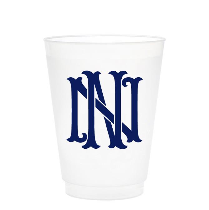 Single Initial Frosted Cups in NAVY Shatterproof Cups Print Appeal N 