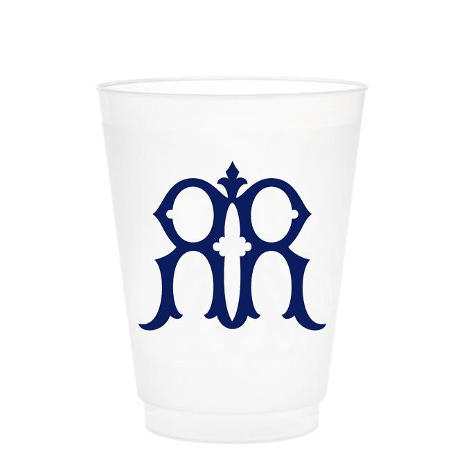 Single Initial Frosted Cups in NAVY Shatterproof Cups Print Appeal R 
