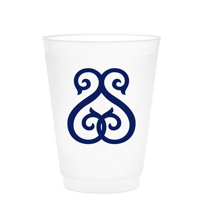 Single Initial Frosted Cups in NAVY Shatterproof Cups Print Appeal S 