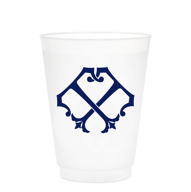 Single Initial Frosted Cups in NAVY Shatterproof Cups Print Appeal T 