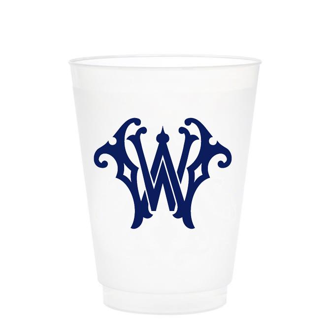 Single Initial Frosted Cups in NAVY Shatterproof Cups Print Appeal W 