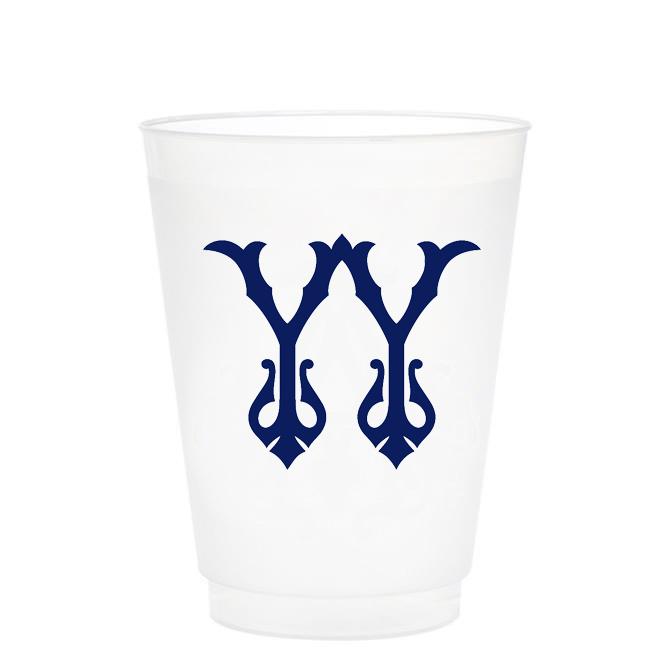 Single Initial Frosted Cups in NAVY Shatterproof Cups Print Appeal Y 
