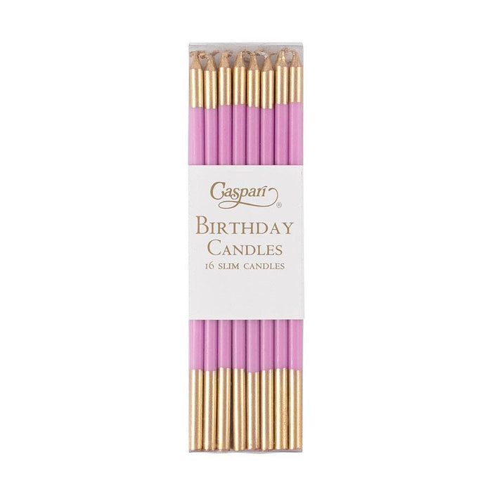 Slim Birthday Candles - Candy Pink & Gold Candles Caspari 