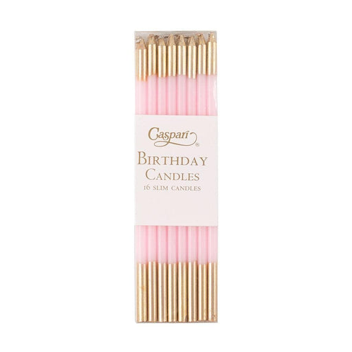 Slim Birthday Candles - Petal Pink & Gold Candles Caspari 
