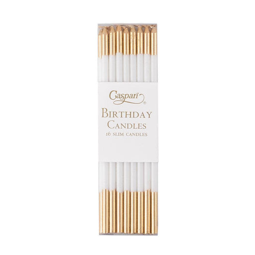 Slim Birthday Candles - White & Gold Candles Caspari 