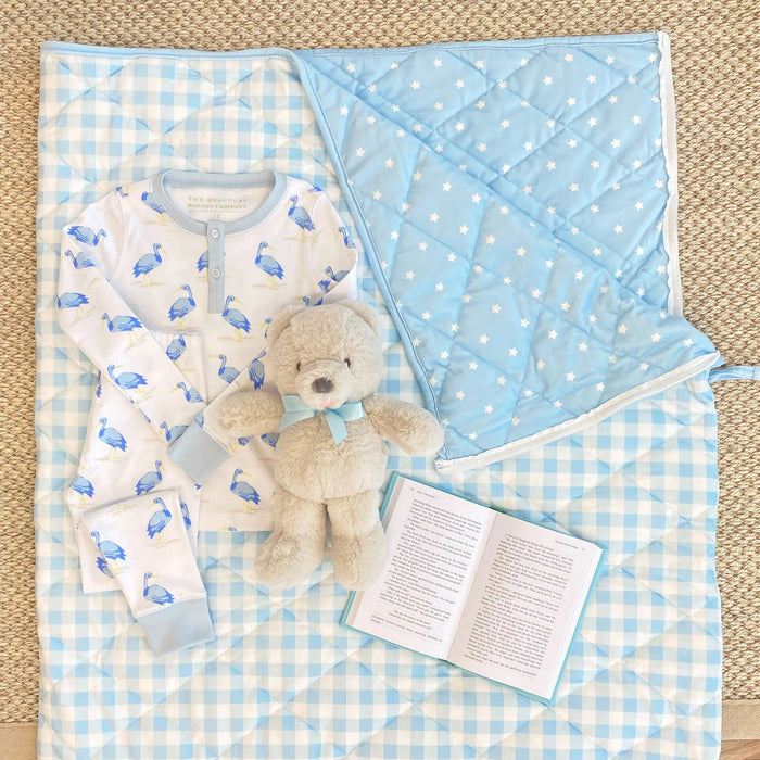 Slumber Soiree Sleeping Bag - Beale Street Blue Gingham Nap Mat Beaufort Bonnet 