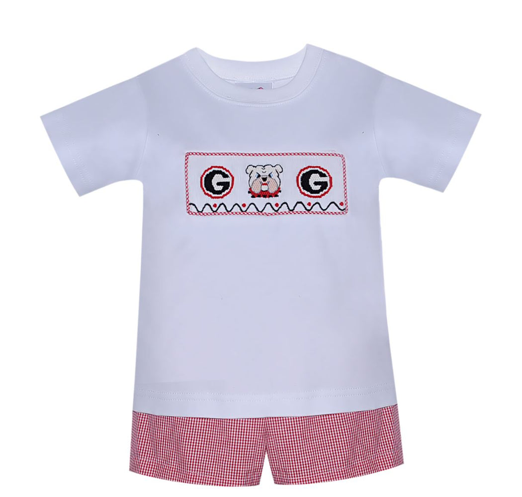 Smocked UGA Boy Short Set Boy Shorts Remember Nguyen - Southern Saturdays 