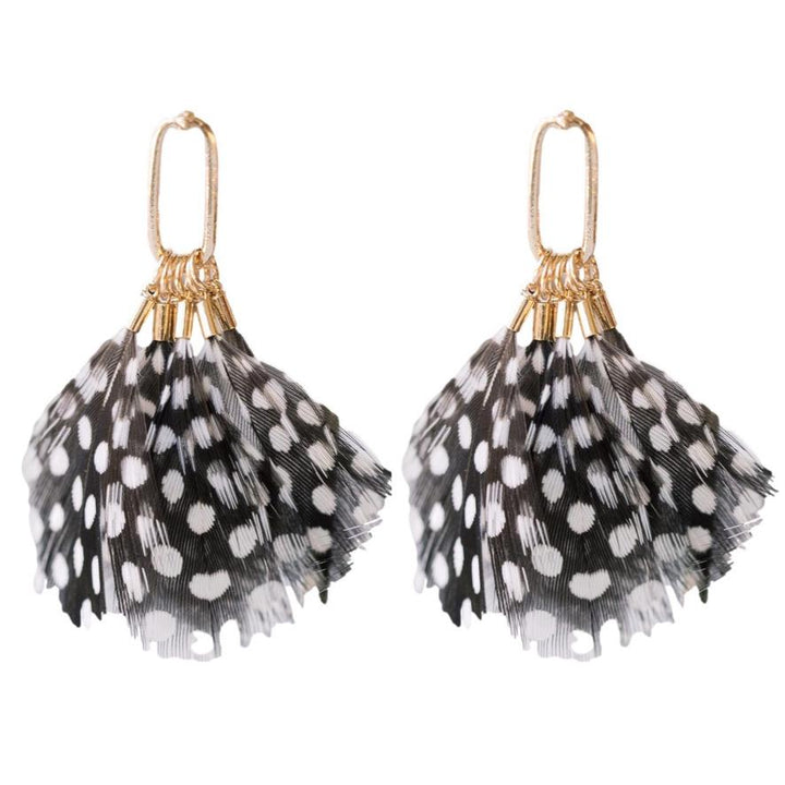 Spotted Feather Tassel Earrings Earrings St. Armands Designs 