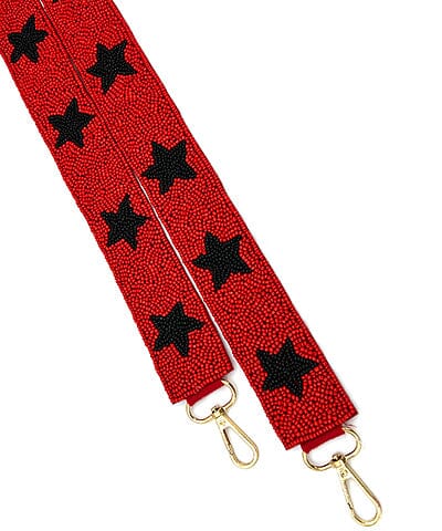 Star Beaded Bag Strap - Red and Black Purse Strap Golden Stella 