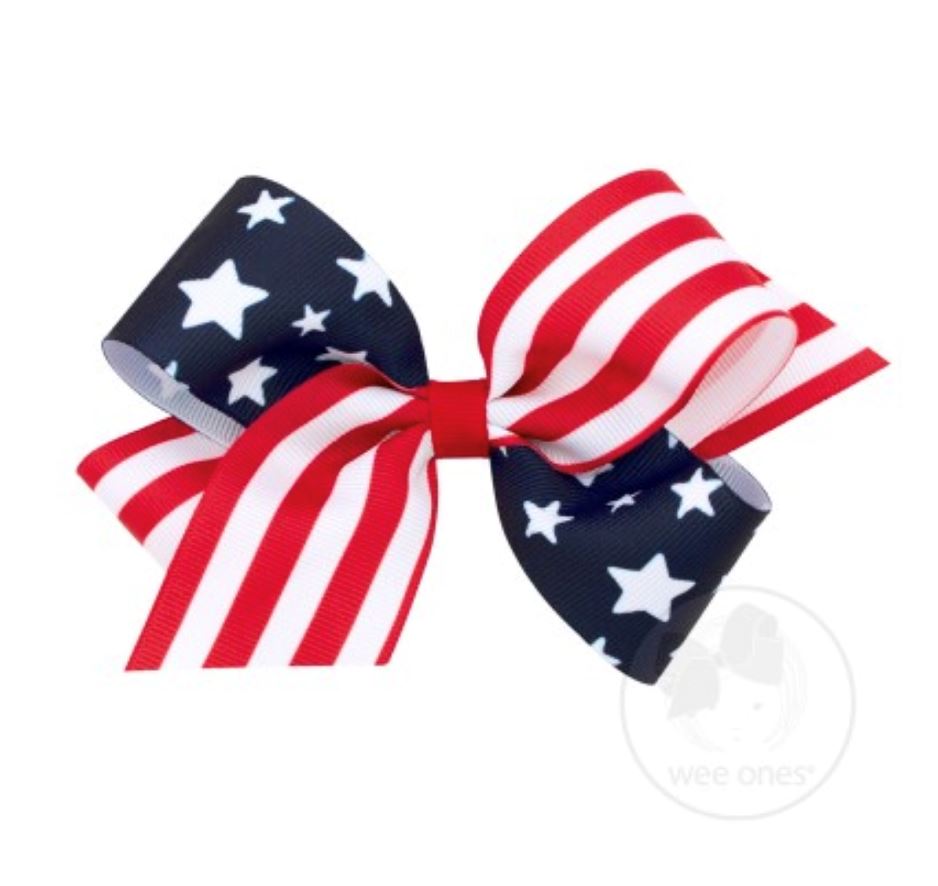 Stars and Stripes Bow Hair Bows WeeOnes Medium 