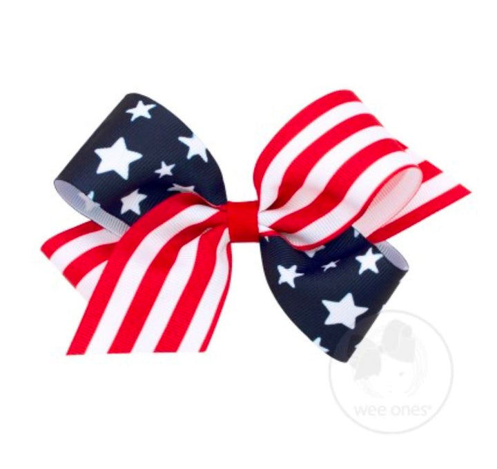 Stars and Stripes Bow Hair Bows WeeOnes Medium 