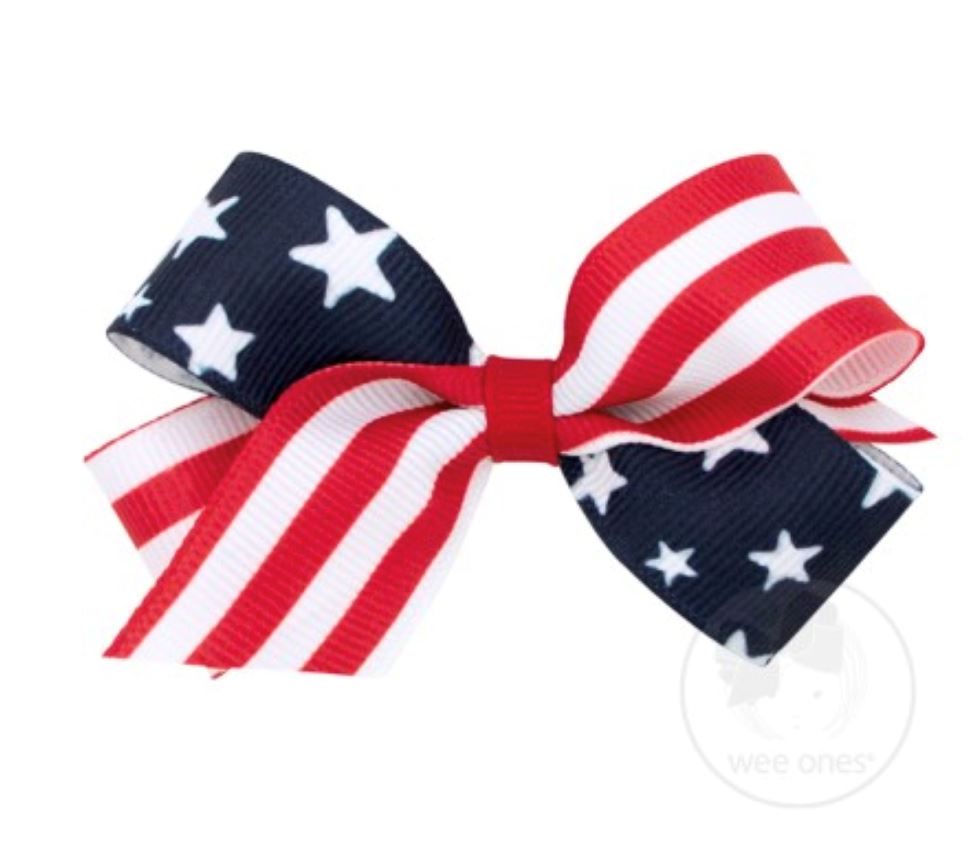 Stars and Stripes Bow Hair Bows WeeOnes Mini 