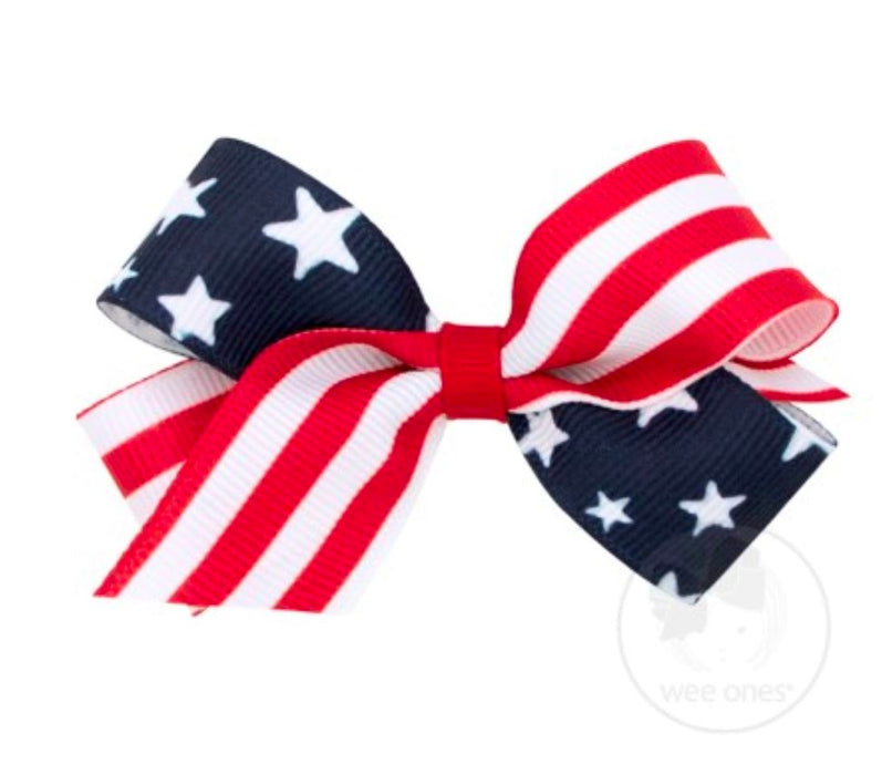 Stars and Stripes Bow Hair Bows WeeOnes Mini 