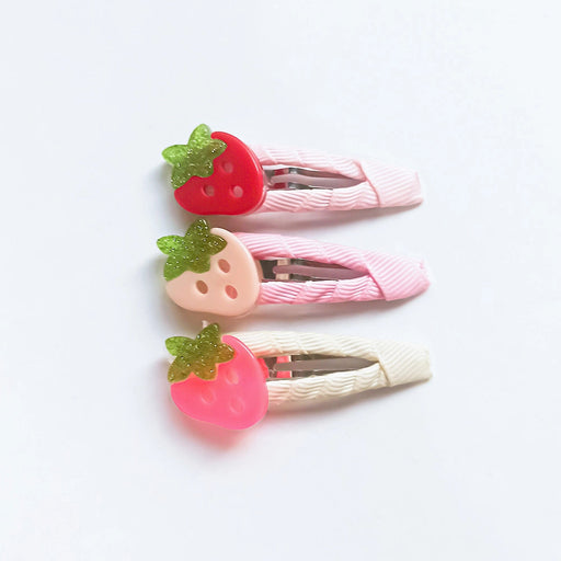 Strawberry Fabric Covered Snap Clips — The Horseshoe Crab