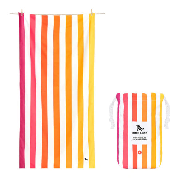 Summer Cabana Quick Dry Towel - Extra Large Beach Towels Dock and Bay Peach Sunrise 