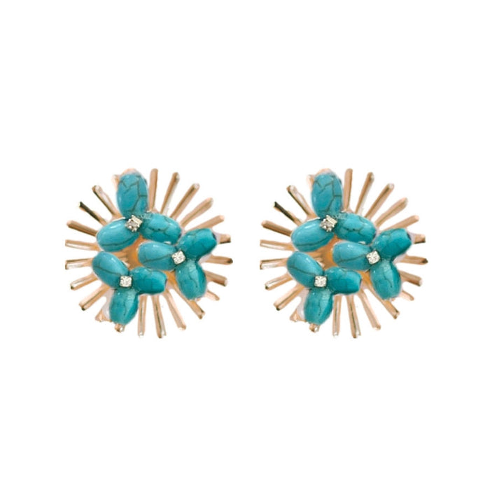 Sunburst Turquoise Stud Earrings Earrings St. Armands Designs 