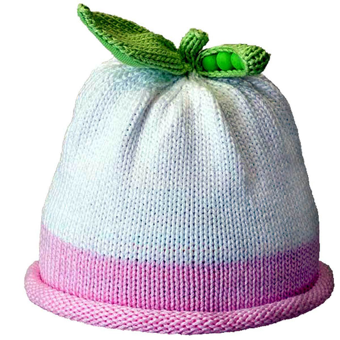 Sweet Pea Knit Caps Hats Margarita Horn Pink Trim 3-6m
