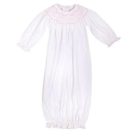 Sweetly Smocked Greeting Gown - Palm Beach Pink Baby Gown Beaufort Bonnet 