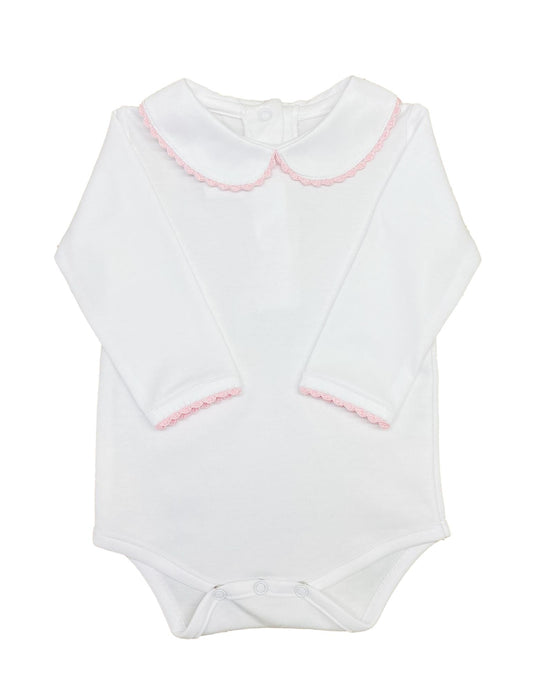 Tatted Trim Long Sleeve Bubble - Pink Bubble Lyda Baby 
