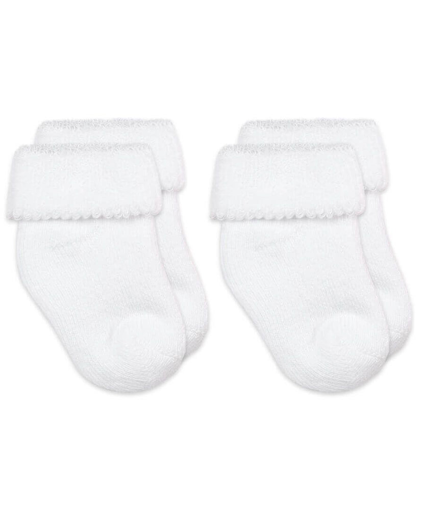 Terry Turn Cuff Bootie Socks 2 Pair Pack Booties Jefferies Socks White 