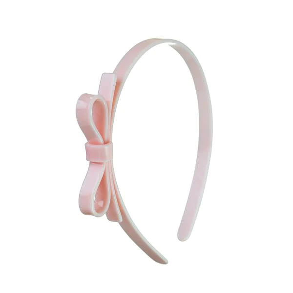 Thin Bow Headband Headband Lillies and Roses Pale Pink 