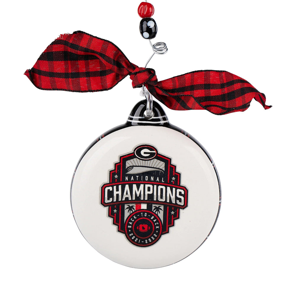 UGA Back to Back National Champions Puff Ornament Football Ornament Glory Haus 