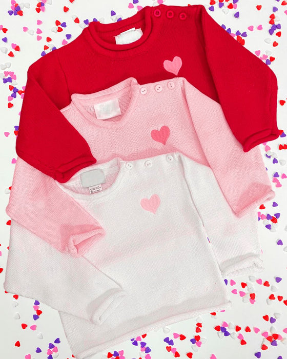 Valentine’s Day Heart Rollneck Sweater with Button Shoulder Sweaters Fingerprints 
