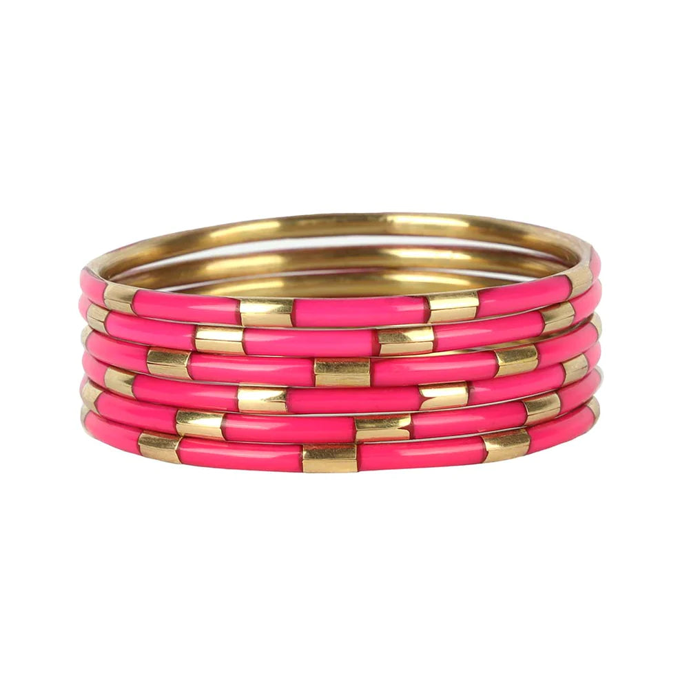 Veda Bracelets - Pink and Gold - Set of 6 Bracelet BudhaGirl 