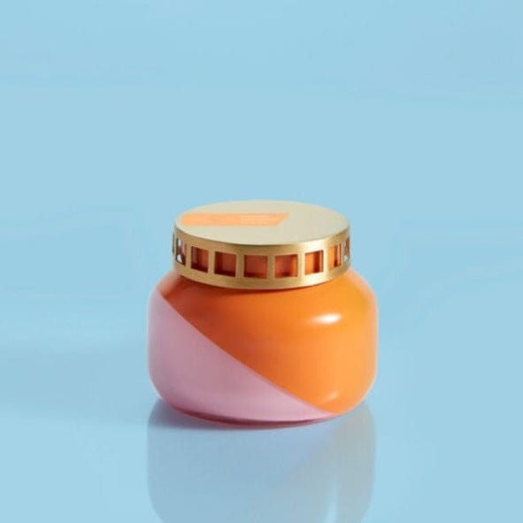 Volcano Candle Glass Jar - Petite Candle Capri Blue Orange and Pink Colorblock 