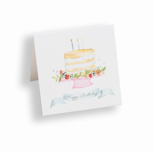 Watercolor Enclosure Cards Stationery Over The Moon Birthday Cake 