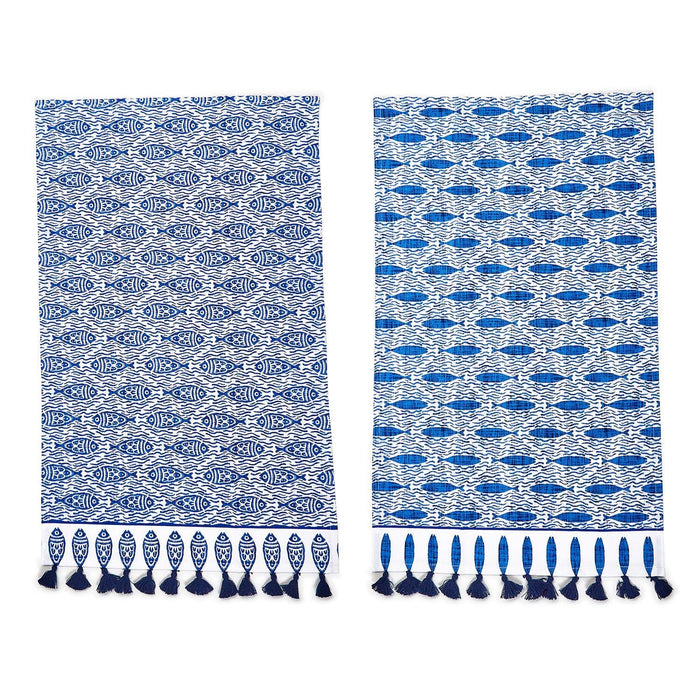 Water's Edge Fish Dish Towels - Set of 2 Kitchen Towels Two's Company 