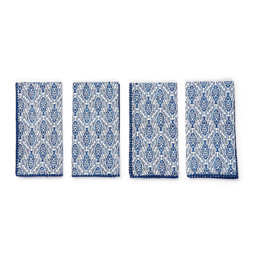 Water's Edge Fish Pattern Napkins - Set of 4 Dinner Napkins Two's Company 